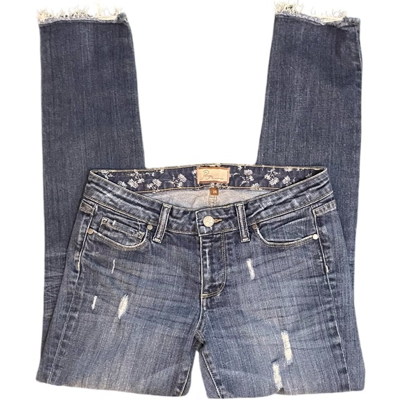 Paige Skyline Ankle Peg Slightly Distressed Blue Denim Jeans Size 27 - Picture 4 of 13